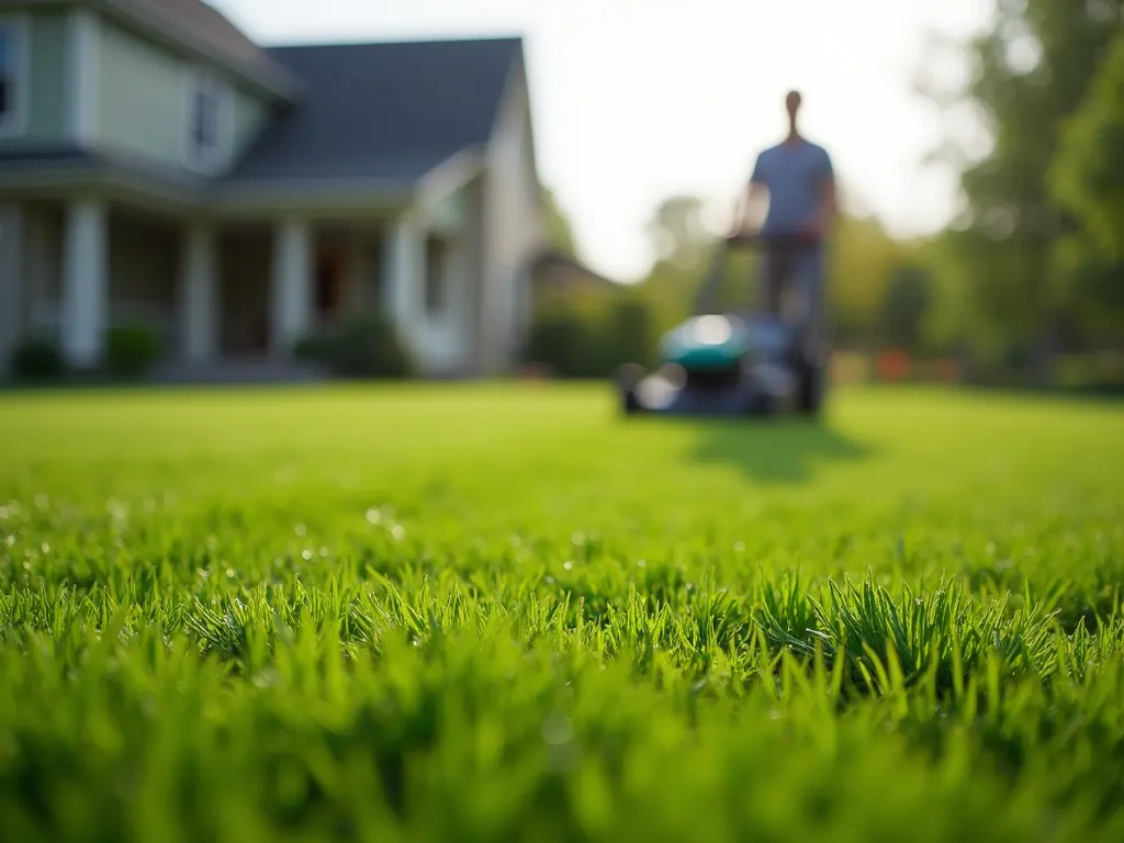 Freshly mowed front lawn with a clean edge in front of a Greenville, SC home