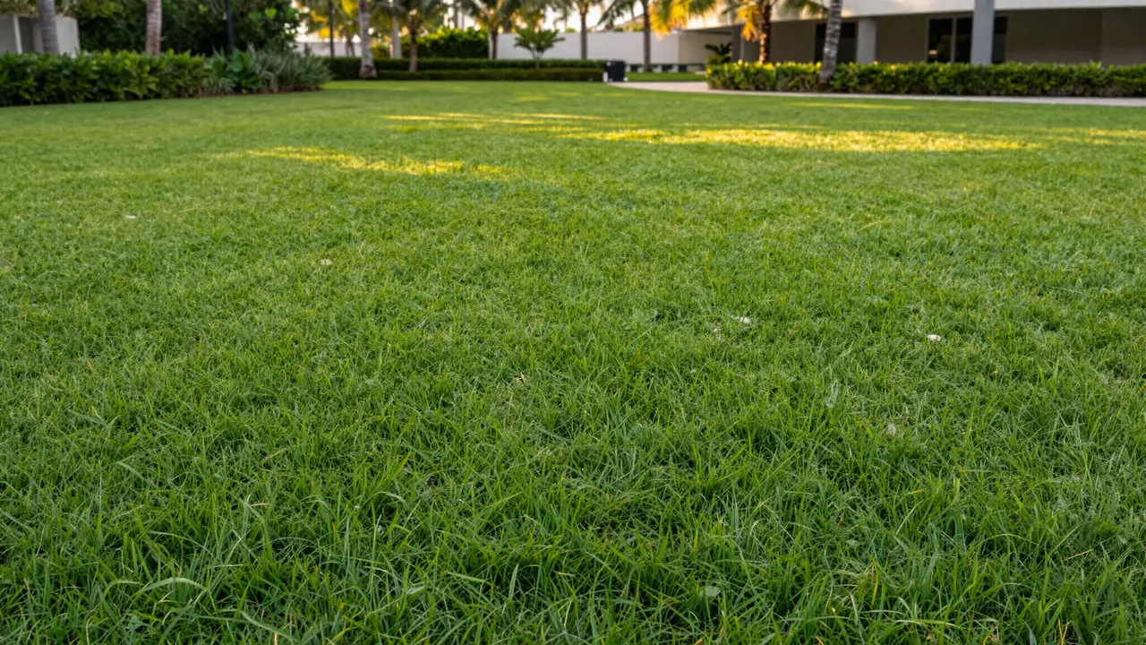 Thick green tall fescue lawn with mowing stripes in Greenville, SC